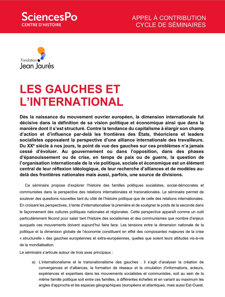 On Twitter Cfp Les Gauches Et L International This Seminar Proposes To Explore The History Of Socialist Social Democratic And Communist Political Families From The Perspective Of International And Transnational Relations Https T Co Nalhdlay1k