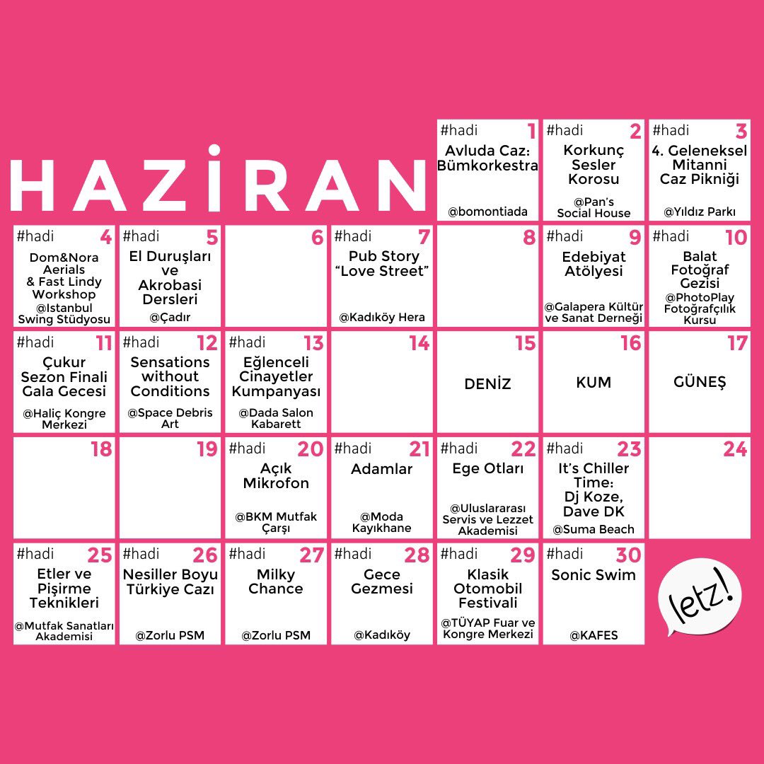 Bir dönem daha bitti, tatil zamanı geldi. Havalar kendine gelmeye başlarken, bu ay kendine yeni bir şey katmaya ne dersin? 😎

Biz bugün <a href="/bomontiada/">Yapı Kredi bomontiada</a>’da, yarın da Korkunç Sesler Korosu’ndayız! 🎉