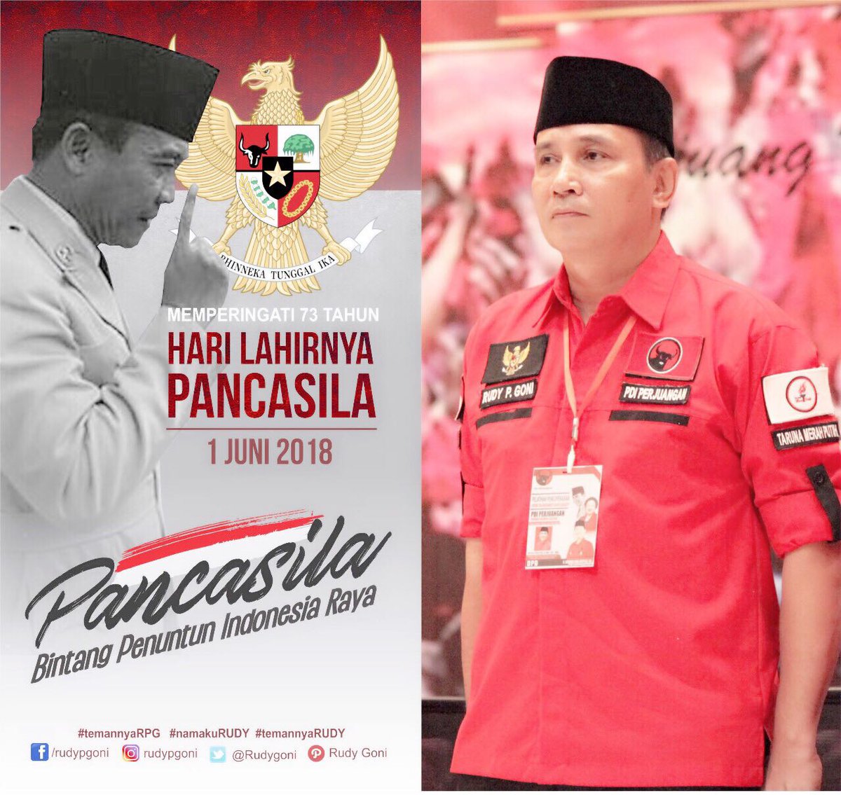 kawanNA_RPG's tweet photo. Selamat Memperingati Hari Lahirnya PANCASILA
#KitaPancasila
#PancasilaZamanNow
#JuniBulanBungKarno
#TemannyaRudyGoniPancasila https://t.co/v5moYid1sv