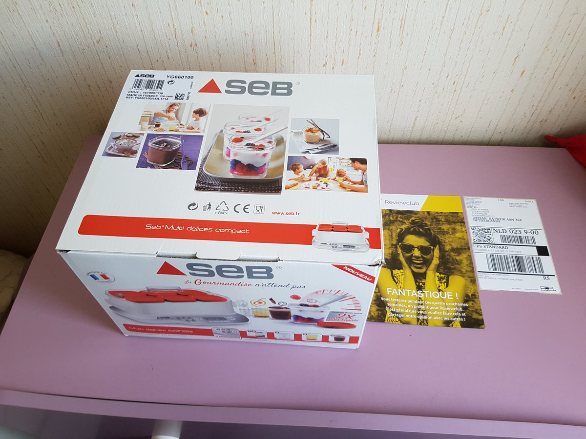 MOsiris46's tweet photo. Reçu ce jour #reviewclub #test #yaourthiere #seb pendant 4 semaines 
La famille va en profiter et miss kamyllia aussi car lait végétal compatible vue qu'elle est allergique protéine de lait de vache https://t.co/rRMuHKPCbO