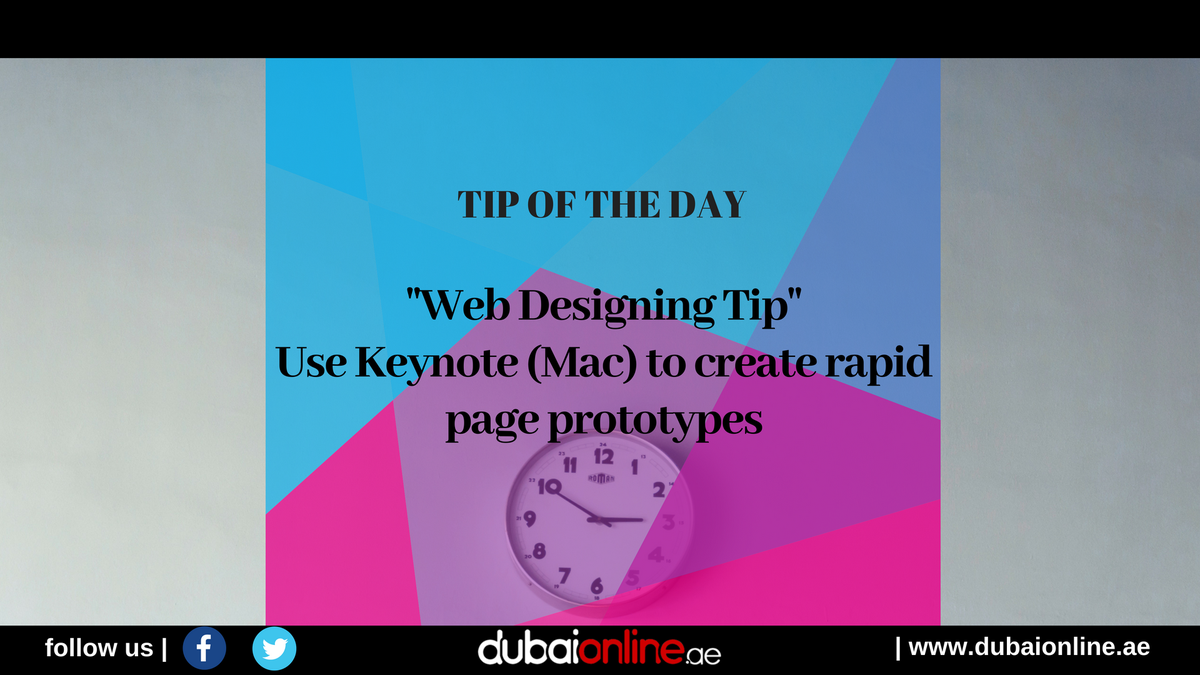 dubaionline_ae's tweet photo. #Tipoftheday "#WebDesigning Tip" Use Keynote (Mac) to create rapid page prototypes.
#DigitalMarketing #MarketingTips #SEO #SMO #GrowthHacking #WebsiteDesigning
#DubaiOnline https://t.co/5tCJDjkvNL