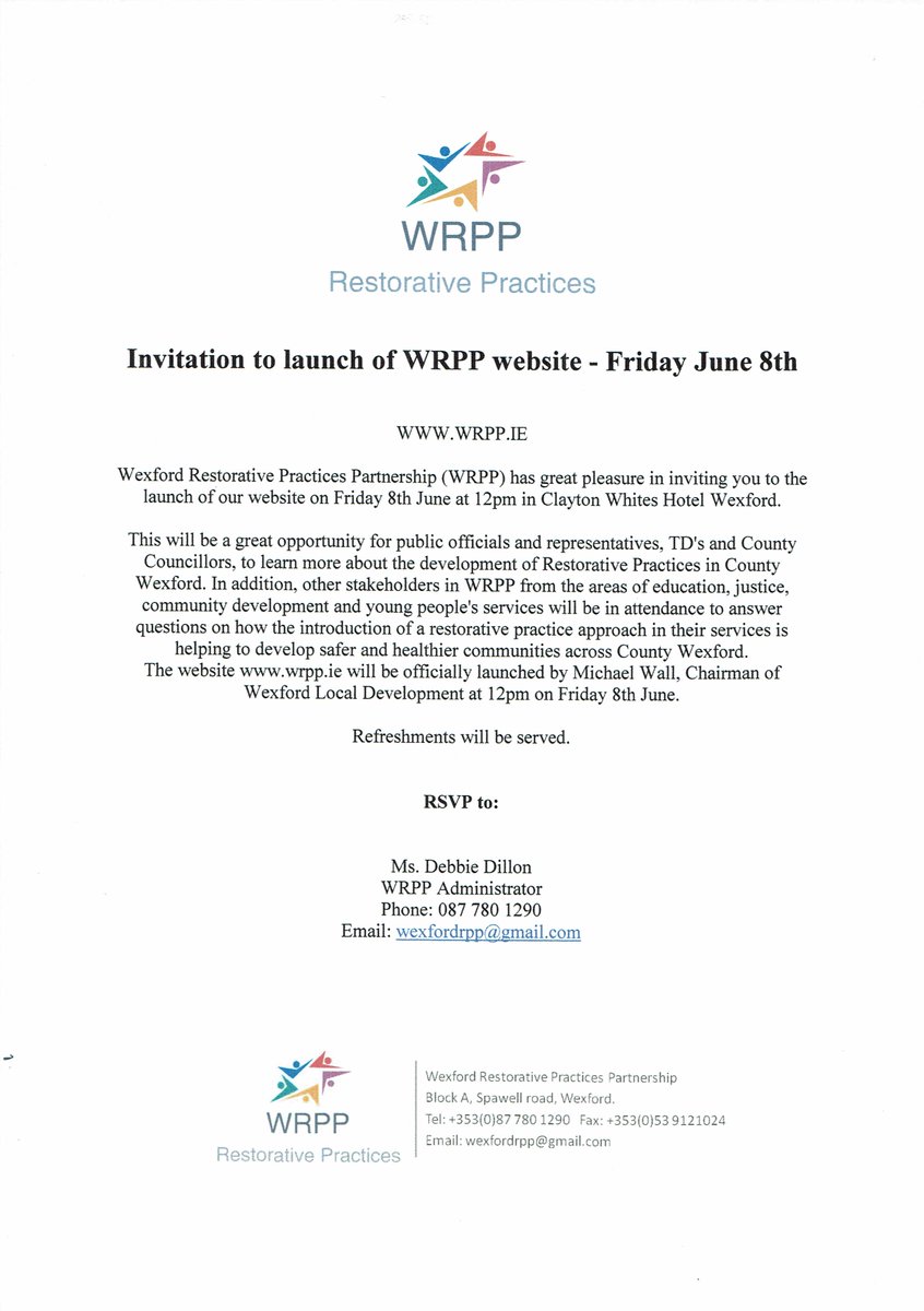 WexfordP's tweet photo. @electbarbaraann 

Invitation to launch of WRPP website - Friday June 8th https://t.co/mfSBThXAHO