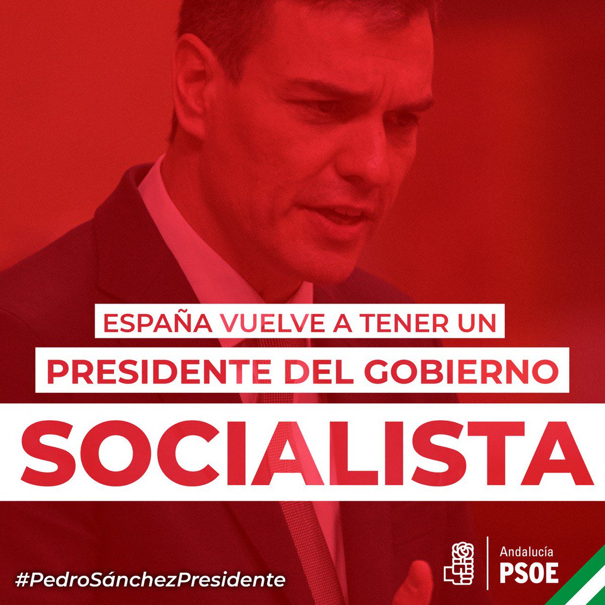 JSAndalucia's tweet photo. Enhorabuena Presidente @sanchezcastejon los jóvenes te necesitamos más que nunca. Confiamos en ti para que nuestro presente y futuro más próximo recupere la senda del progreso y la conquista de derechos y libertades.
#PedroPresidente
#PSOE https://t.co/mtsB9FKduy