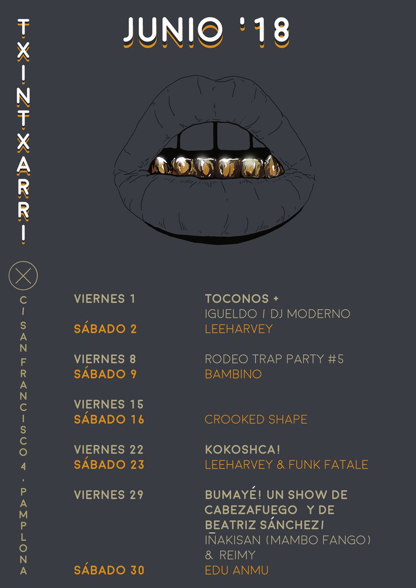 txintxarribar's tweet photo. ✖️JUNIO✖️👊🏽
🎤 #TOCONOS + #IGUELDO
🎧 @DjModerno
🎧 #LEEHARVEY Dj
🎧 RODEO #TRAP PARTY #5
🎧 #BAMBINO
🎧 #CROOKEDSHAPE
🎤 @uneteakokoshca
🎧 #LEEHARVEY & #FUNKFATALE
🎤 #BUMAYÉ (@cabezafuego & Beatriz Sánchez)
🎧 #IÑAKISAN (Mango Fango)
& #REIMY
🎧 @eduanmu Dj https://t.co/XJt5KJsNOb