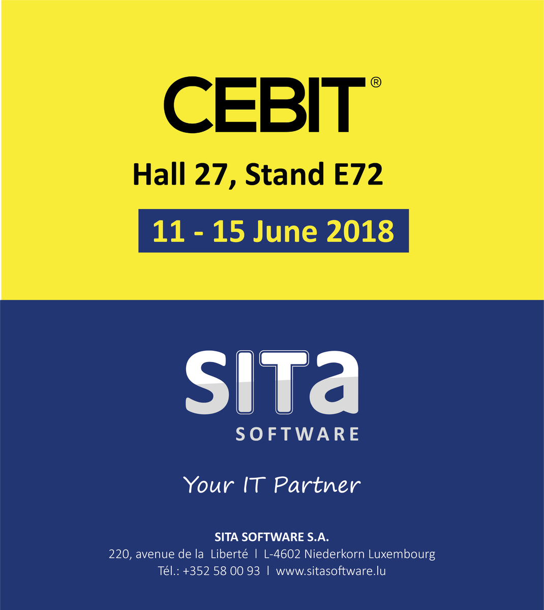 SitaSoftware's tweet photo. Come visit us at #cebit18 #luxembourg
Let's discover what @azurerp  can do for you ! https://t.co/jFK0NECNti https://t.co/ypy9C9tqve