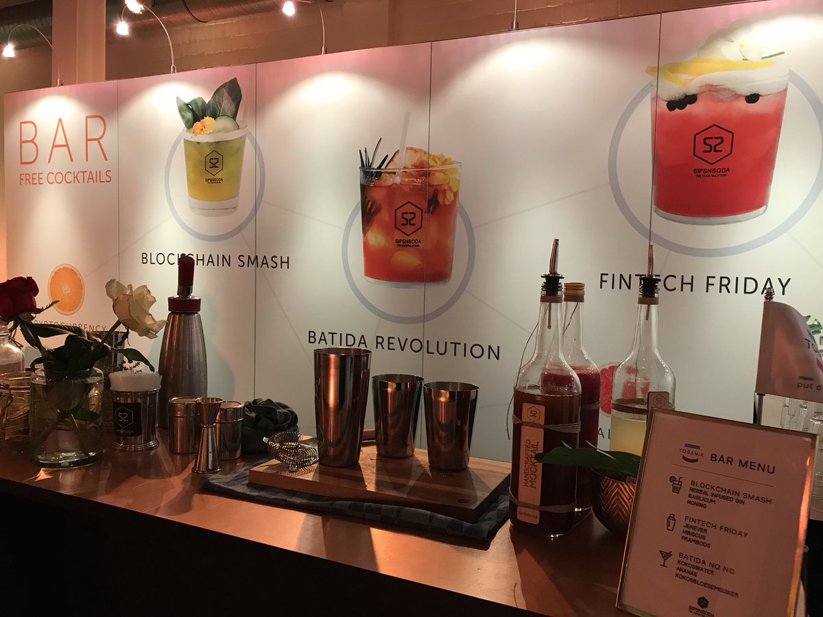 Tobania_eu's tweet photo. @sipsnsoda is serving some delicious cocktails today at our booth at @Bitcoinferences 🍹😍.. Come by to taste the Blockchain Smash, Batida Revolution or Fintech Friday! #bitcoinference #blockchain #sipsnsoda https://t.co/3xzHavn9Zh