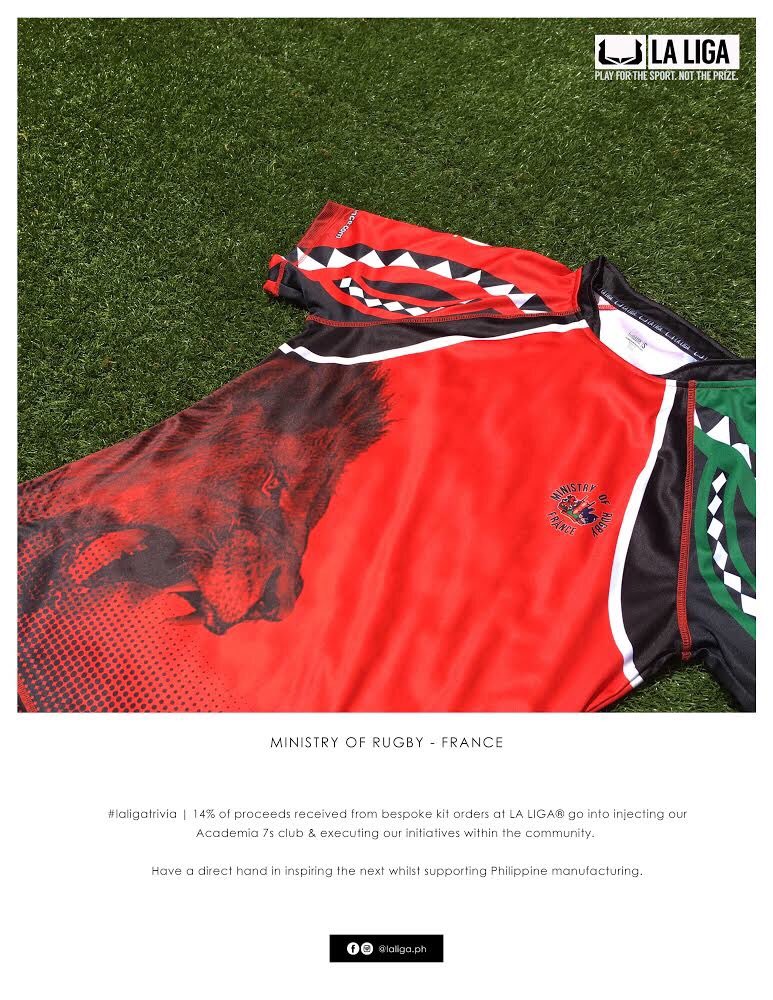 laligaPH's tweet photo. Unveiling our newly released “STUNT” textile with the Ministry of Rugby France Kit
- -
• For bespoke kit inquiries:
📬 ask@laliga.ph
• Or dm us: @laliga.ph 
#acutabovetherest
#CultivatedInThePhilippineIslands
#bespoke #manufacturing #design #vscocam #rugbysevens #teamwear https://t.co/9s869grIzn
