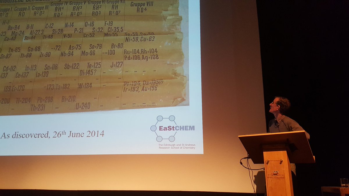 SSERCchemistry's tweet photo. The oldest periodic table? A coup for St Andrews. #NPB2018 https://t.co/TYkb3tjaNx