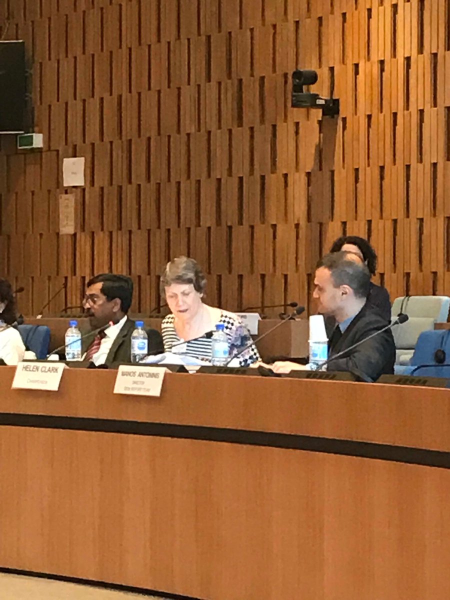 Hughka's tweet photo. Helen Clark @HelenClarkNZ wrapping up the annual advisory board meeting for the very excellent Global Education Monitoring Report @GEMReport, for which she is the new board chair and which she chaired superbly. https://t.co/ZhfuVEUxoB