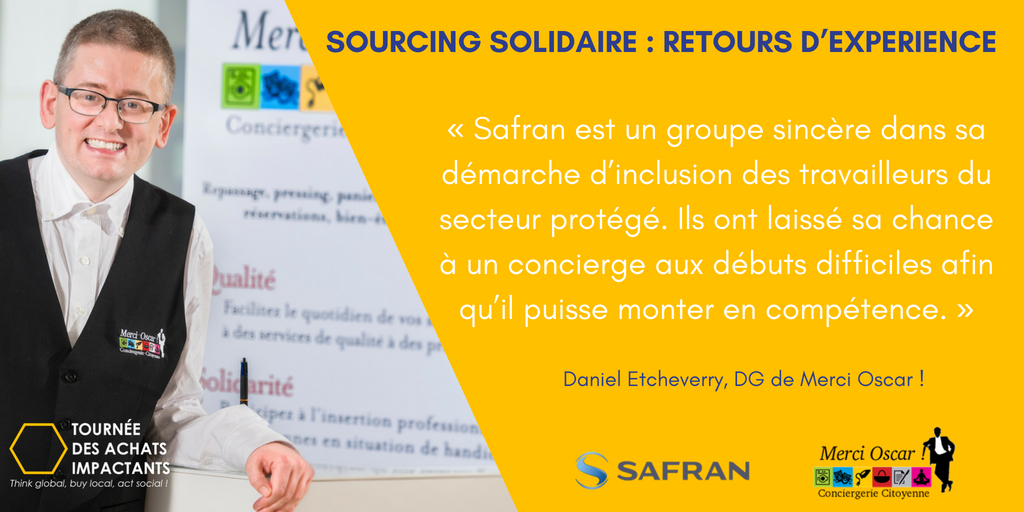 Impactpartner1's tweet photo. Retours d’expérience de Safran et de Merci Oscar!, conciergerie faisant appel à des Entreprises Adaptées et #ESAT. L’interview croisée >> https://t.co/6DNhN05oNp #TournéeAchatsImpactants #achatsresponsables #achats #Handicap https://t.co/lUILvGR2IP