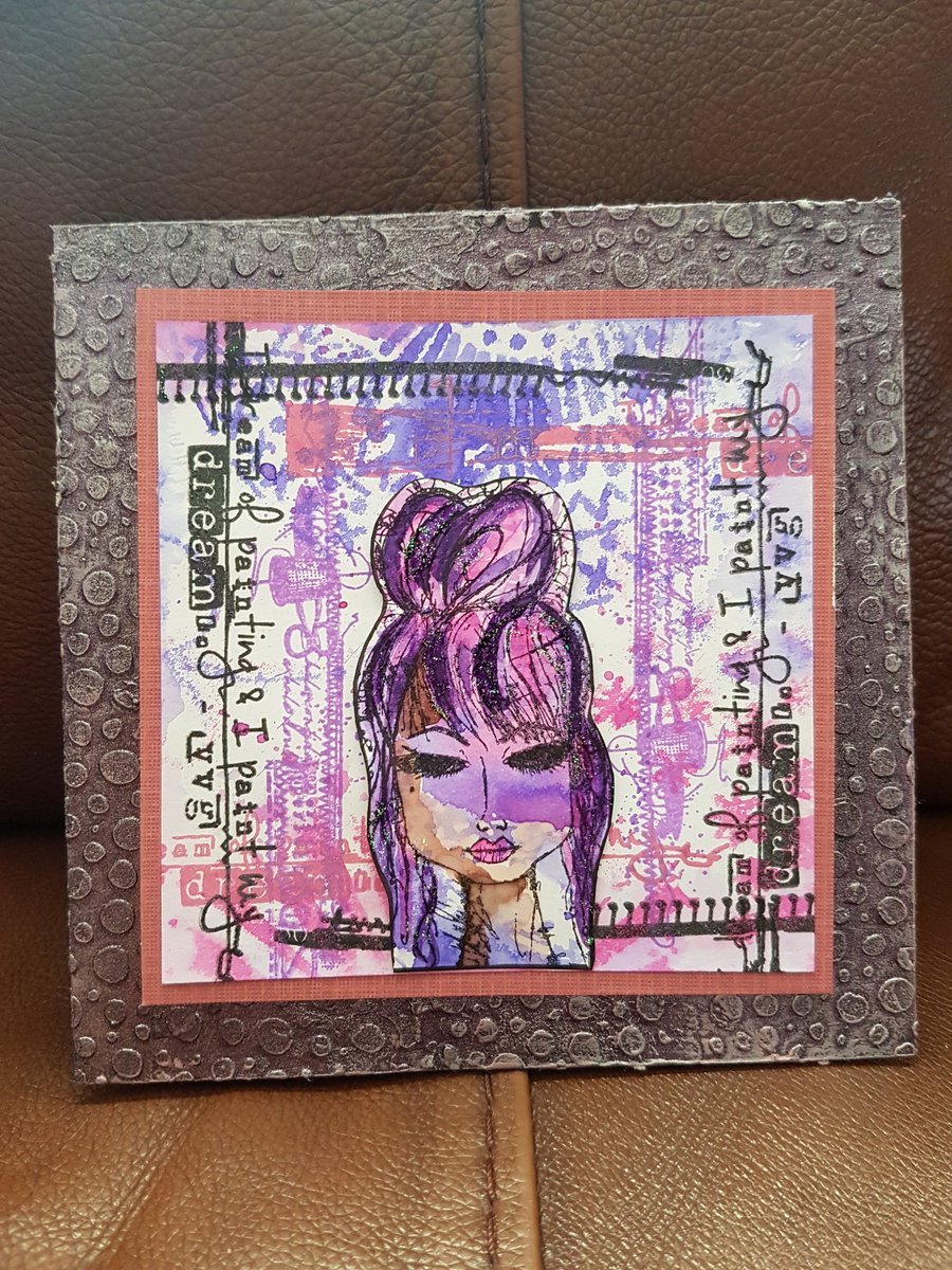 1st #mixedmedia card finished. Now complete with #stickles #crafting #cardmaking