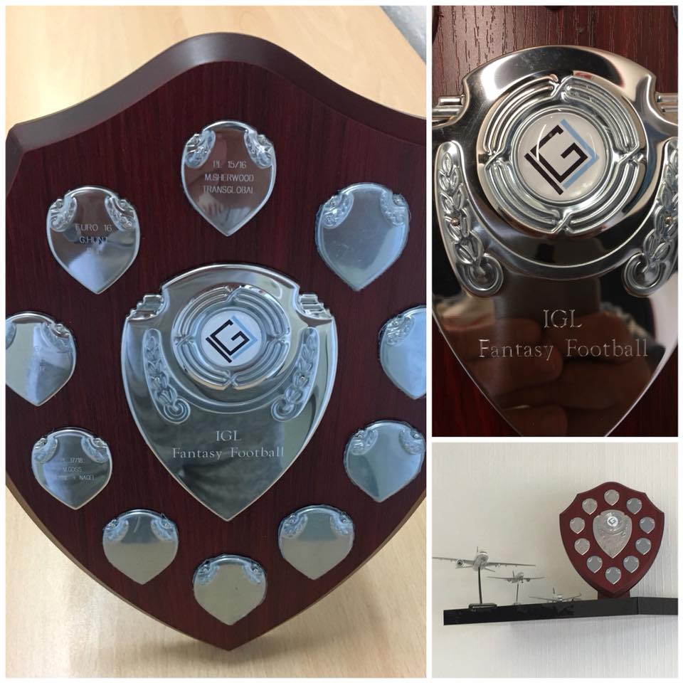 IGLogistics's tweet image. Congratulations to the winners of our Premier League Fantasy Football 17/18

The shield’s back from the engravers and we have in....

1st Place - Matthew Goss of Kuehne &amp;amp; Nagel
2nd Place - Richard Jeggo of Baxter Freight
3rd Place - Craig Mackenzie of Right People