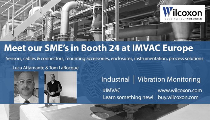 WilcoxonSensing's tweet photo. It's June! #IMVAC @IMVACconference Europe starts June 5th, Crowne Plaza, Antwerp, Belgium. Wilcoxon is exhibiting/presenting. Visit our booth. Meet Luca & Tom. Get our vibration monitoring solutions catalog + vibration fault guide. #Pumps #Motors #Fans #Gearbox https://t.co/qDOVsRtjLQ