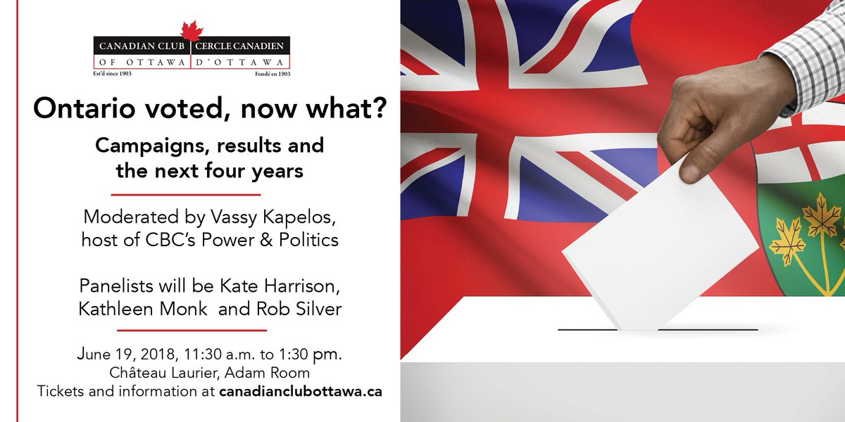 cdnclubottawa's tweet photo. Don’t miss our post-#ONelection2018 panel with @KatlynHarrison, @kathleenmonk and @RobSilver. @PnPCBC's @VassyKapelos to moderate. Tickets here - https://t.co/BGdFi1c3Ed … #ONPol #ONPoli #CCOEvents https://t.co/XSJDy34VZv