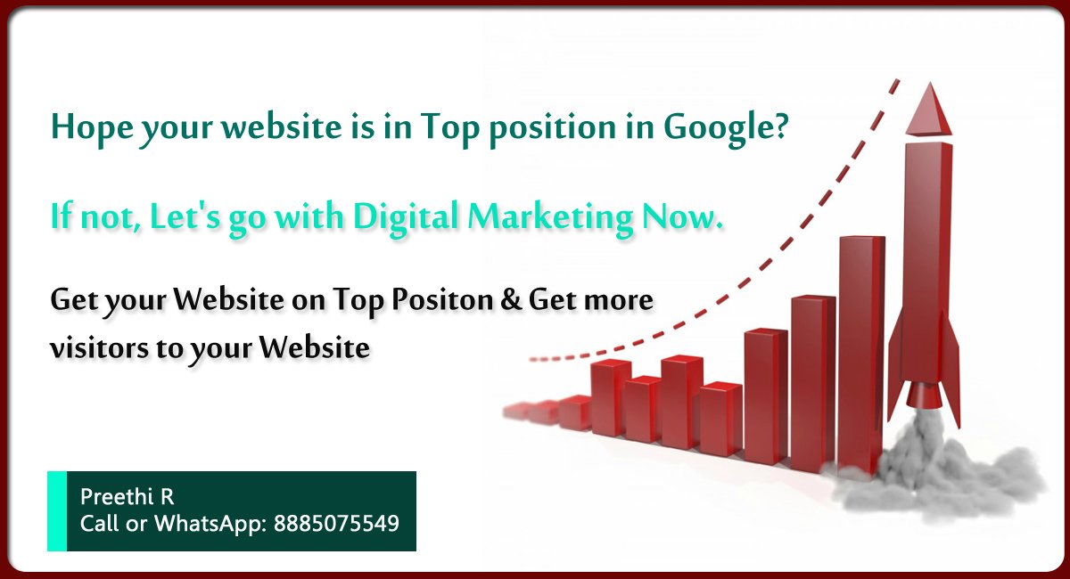 PreethiRudrapat's tweet photo. Hope your website is in Top position in Google?
If not, Let's go with Digital Marketing Now.
Get your Website on Top Position &amp;Get more visitors to your Website
Contact:

Preethi R
Call or WhatsApp: 8885075549
Register: https://t.co/sqOAH8uSfO
#Website #SEO #DigitalMarketing #SMM https://t.co/hBThmtBbhp