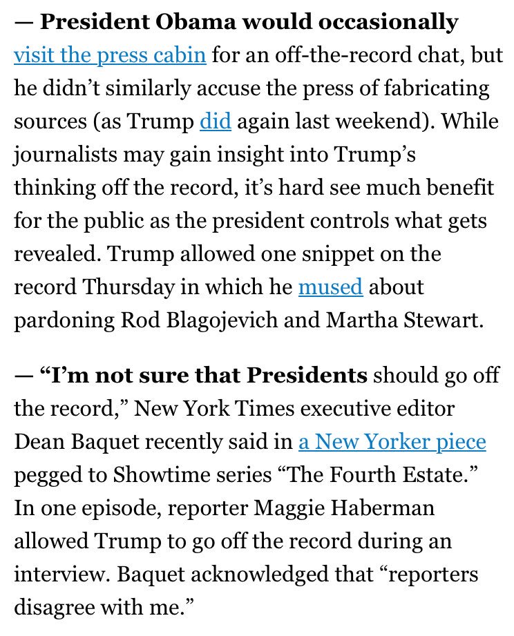 mlcalderone's tweet photo. Trump publicly attacks the media, while continuing to speak privately with them off the record, from today’s Morning Media: https://t.co/btVDgeICTS https://t.co/N4hoEyYxxO