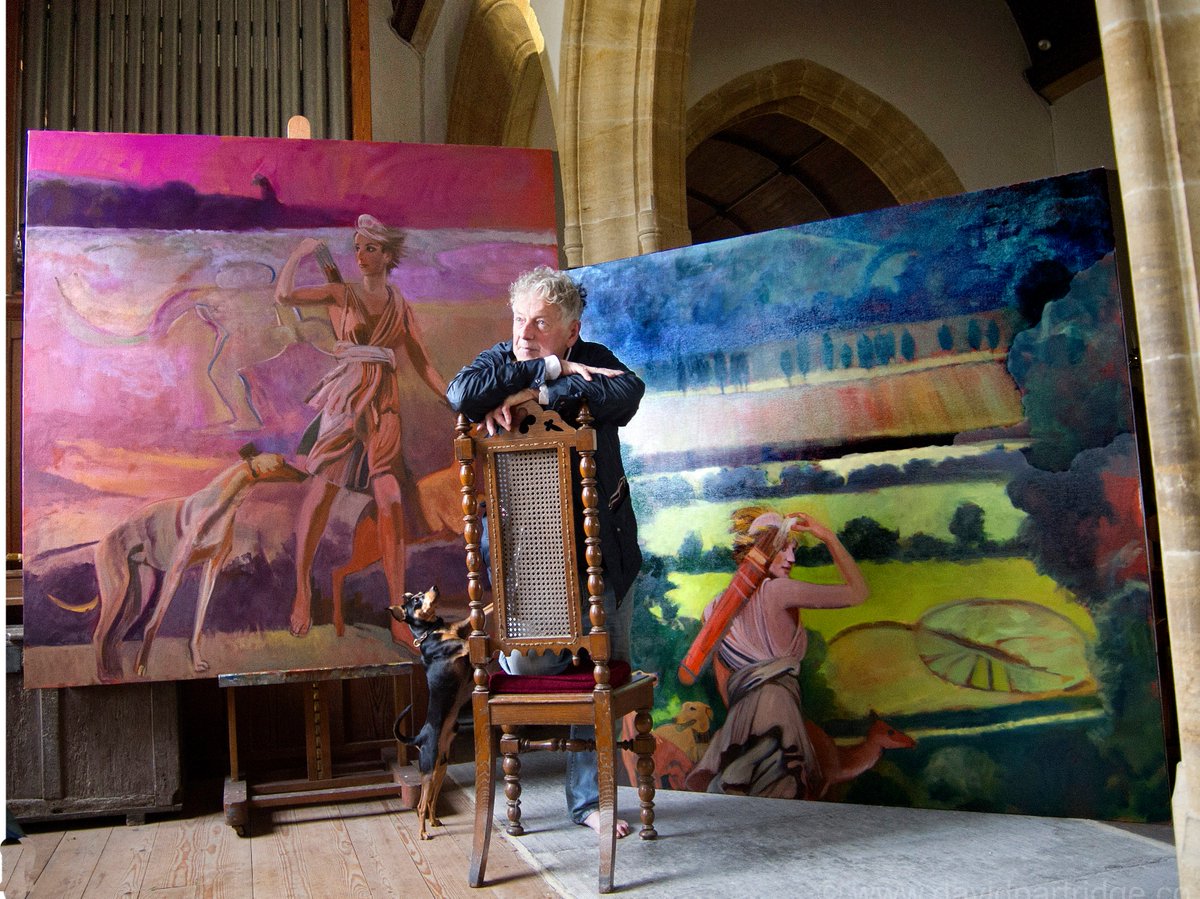 MaestroDurand's tweet photo. Allegories of Diana in progress in the church of St James the Great, Longburton, 2017. Picture by David Partridge. 

Durand Diana Dorset Allegories exhibition opening Saturday 30th June https://t.co/iMlUA9aQXf