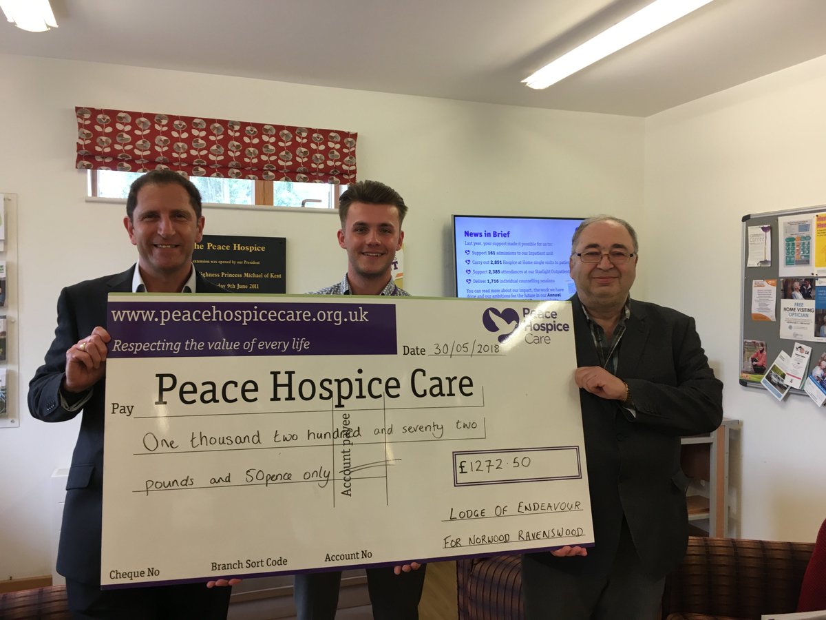 A huge thanks to the Lodge of Endeavour for their generous donation of £1,272.50 which was presented to our Community Fundraising Co-ordoinator, Louis. The Lodge's Freemasons visited the Hospice &amp; are looking forward to supporting us through fundraising &amp; volunteering.