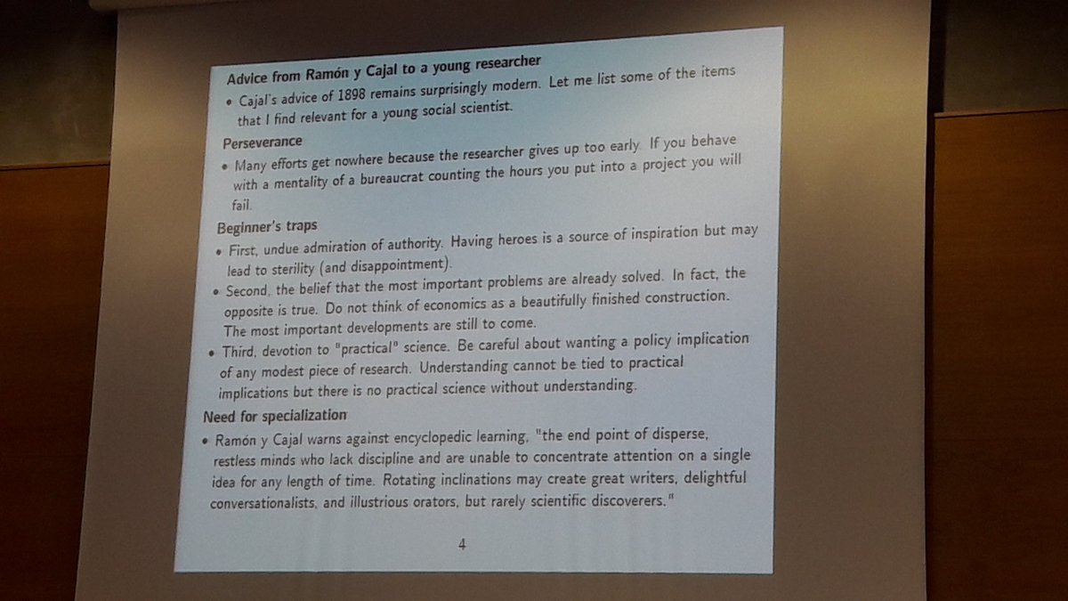 Advice for young economists by #SMYE2018 keynotes: <a href="/manolo_arellano/">Manuel Arellano</a> provides his advice on "Chossing to be a social scientist in the 21st century"