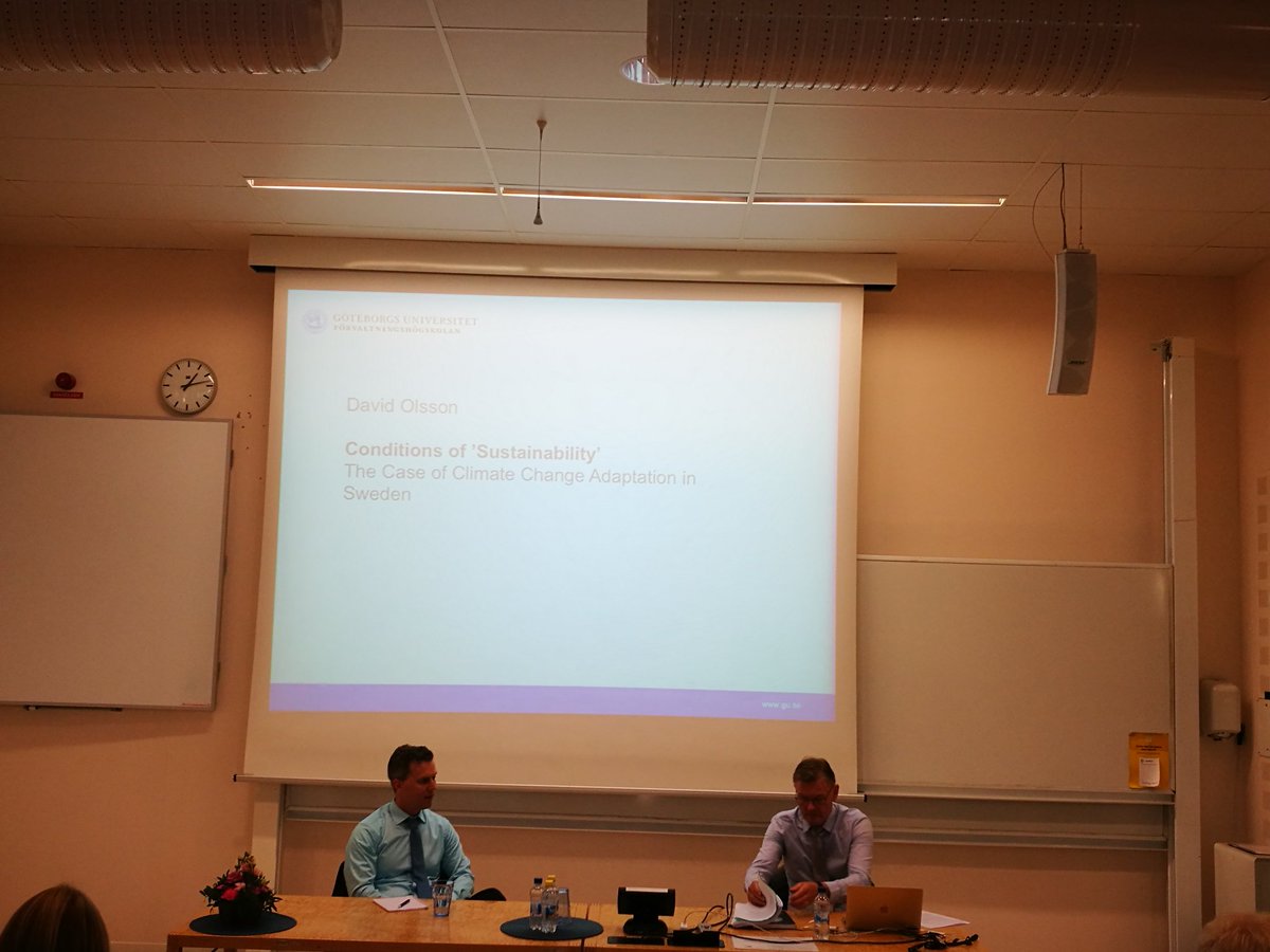 CRS_KAU's tweet photo. Time for exciting PhD defense @CRS_KAU David Olsson: Conditions of "Sustainability"-the case of Climate Change Adaptation in Sweden https://t.co/DwA5BpjStd