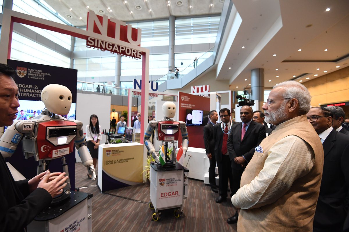 narendramodi's tweet photo. Visited the Nanyang Technological University. Their focus on research and innovation is impressive. Glad that the University is working closely with various Indian institutions and students. @NTUsg https://t.co/Cn7glcgZ9t