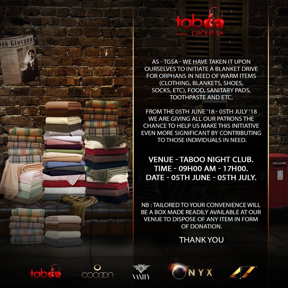 miudefective's tweet image. #TGSA IS DOING A BLANKET DRIVE FOR THOSE EHO ATE IN NEED THIS WINTER🍒 

Kindly RT and raise awareness, we’re all affected by the cold but some are unable to do anything about it 💔