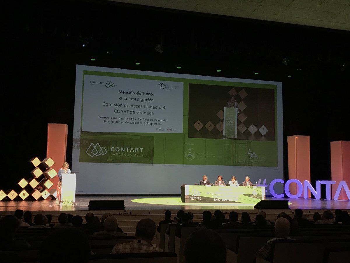 Meriterremoto's tweet photo. Mi maxima enhorabuena @AparejadoresGRX Grandísima la representante! #coaat #accesibilidad #CONTART2018 #granada #zaragoza #aparejador #at https://t.co/VPPZNY3uze