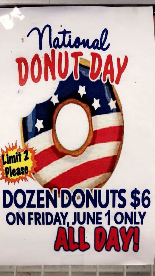 MidtowneMarket's tweet photo. HAPPY NATIONAL 🍩DONUT 🍩 DAY!!!! To celebrate #midtownebakery has $6 dozen donuts, alllll day long (limit 2, while supplies last, Friday June 1st, 2018 only) #donutday #donuts #stcharles #bakery #bestbakery #stlouis https://t.co/24yxYCQMza