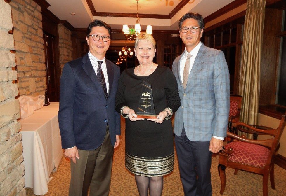 packardonline's tweet image. Susan Kirkland proudly accepts the PEAQ award from Scott Larson (left) and Andrew Larson (right), COO and CEO of Gustave A. Larson Company!  Packard is excited for this partnership and our future with GA Larson!