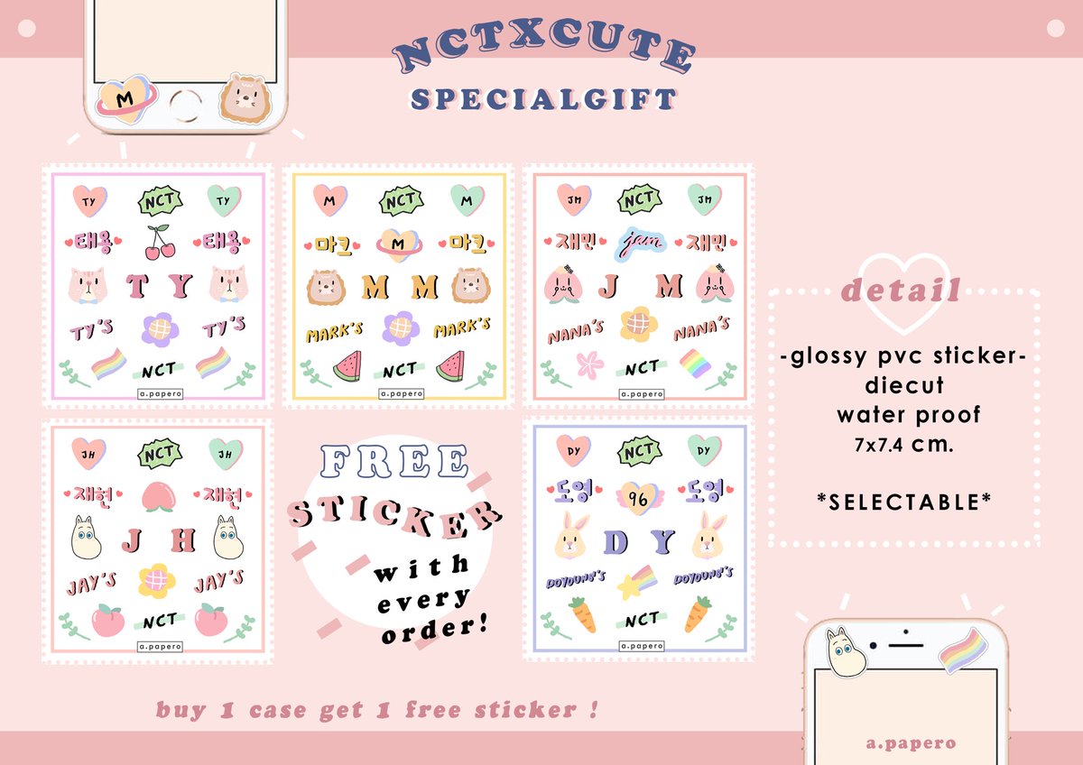 🌈 NCTXCUTE PHONE CASE 💗
♡; 340thb free shipping 🤟🏻
♡; free sticker !
♡; preorder now - 10/6
📎 detail 👉🏻 bit.ly/2qlEj1e
╭ order via dm #ตลาดนัดNCT #ตลาดนัดอซท #NCT