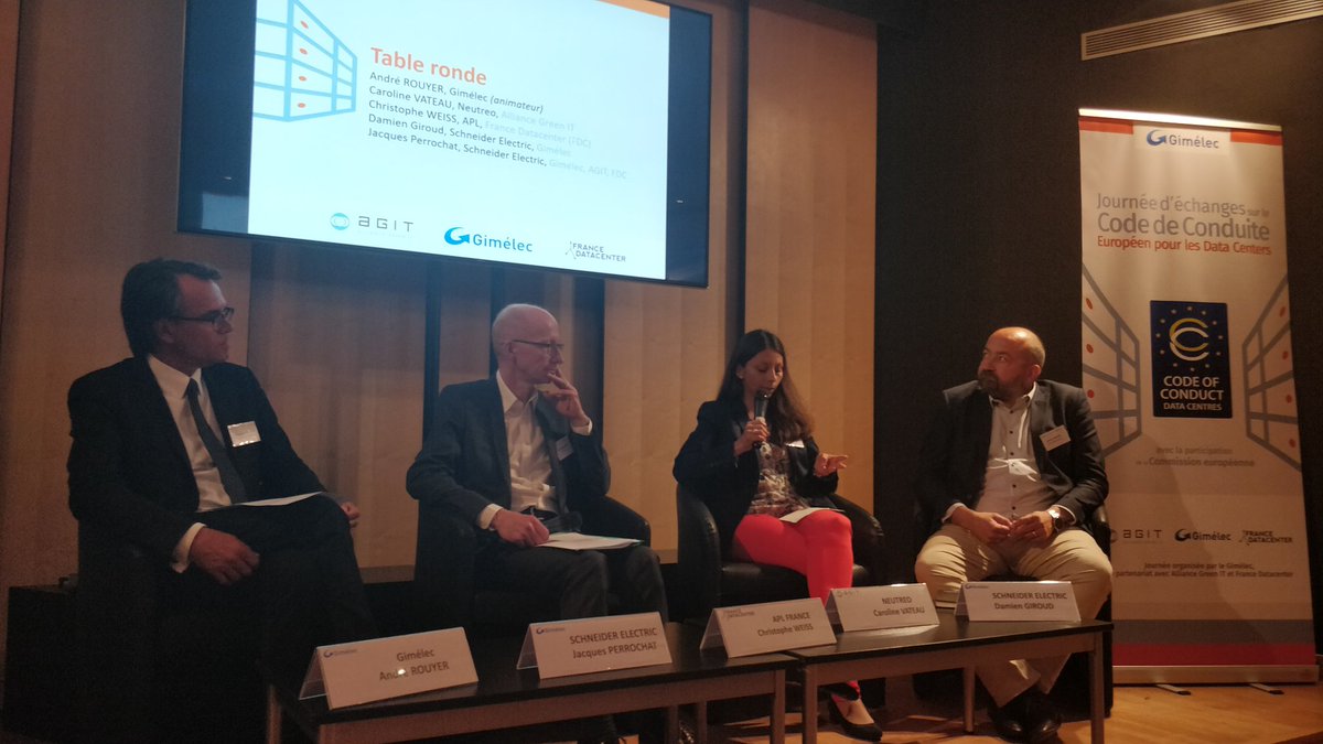 Tiagwho's tweet photo. Closing round table on the #EUCoC on Data Centres with @SchneiderElec , @APLFrance @Gimelec @FranceData @AllianceGreenIT representatives. Super interesting discussion on what is best and what to improve in the CoC. https://t.co/zh9q9QXnHa