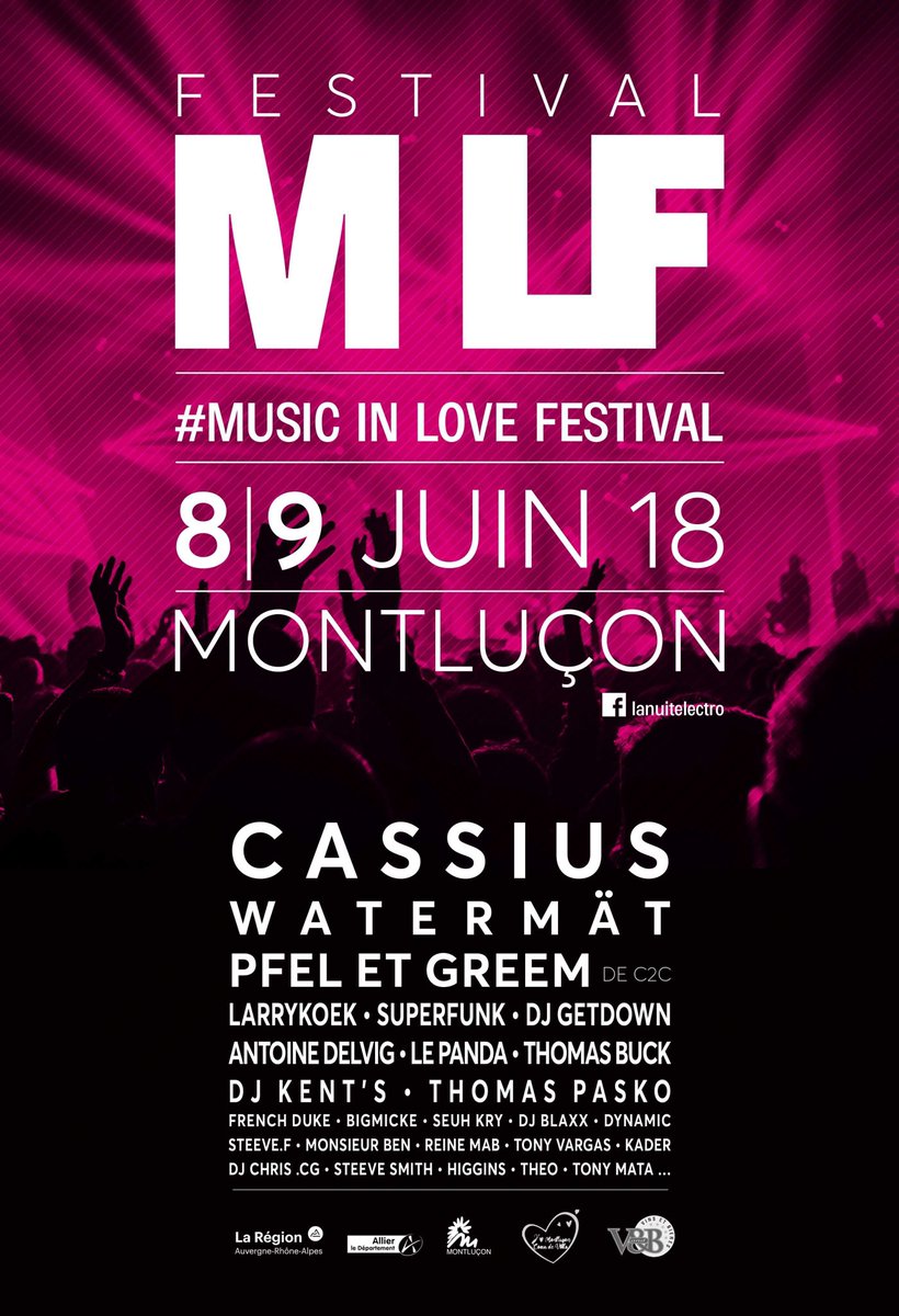 lanuitelectro's tweet photo. [J-7]

Le #MusicInLoveFestival, c'est dans une semaine ! 💥

Line-up :
@CASSIUSOFFICIAL, @watermatmusic, Pfel and Greem de C2C, @Larrykoek, Superfunk, @djgetdown, @antoinedelvig, Le Panda, @Thomas__Buck, DJ Kent’s, @Thomaspasko et bien d'autres !

Alors, convaincu ? 😏

#mlf https://t.co/BlrPEAeEaa