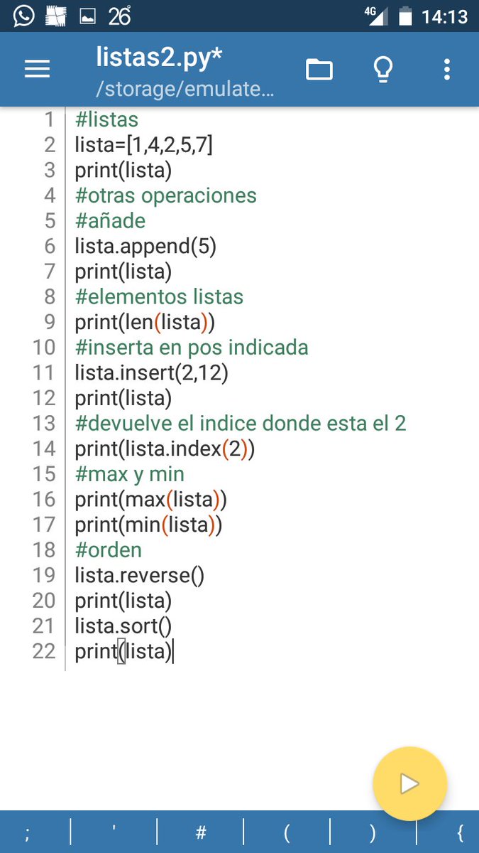 josecodetech's tweet image. Ejemplo mas operaciones con #listas usando #python con #pydroid3 , #programando