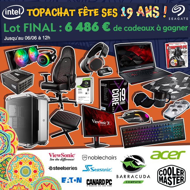 TopAchat's tweet photo. @IntelFrance @AcerFrance @Seagate @coolermasterfr On est sur le #LotFinal ! 😱🔥 C'est maintenant ou jamais pour optimiser tes chances d'être tiré au sort ! #19AnsTopAchat 

Participe aussi sur Insta ⬇
https://t.co/cJ5l0rX7u8 https://t.co/QKHPTYfi2G