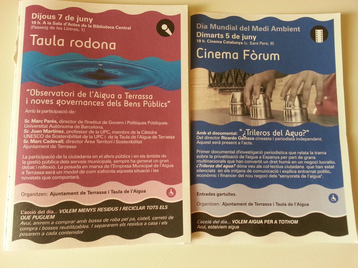 tauladelaigua's tweet photo. Aprofitem la setmana del Mediambient a Terrassa! https://t.co/wsuy6hQWto