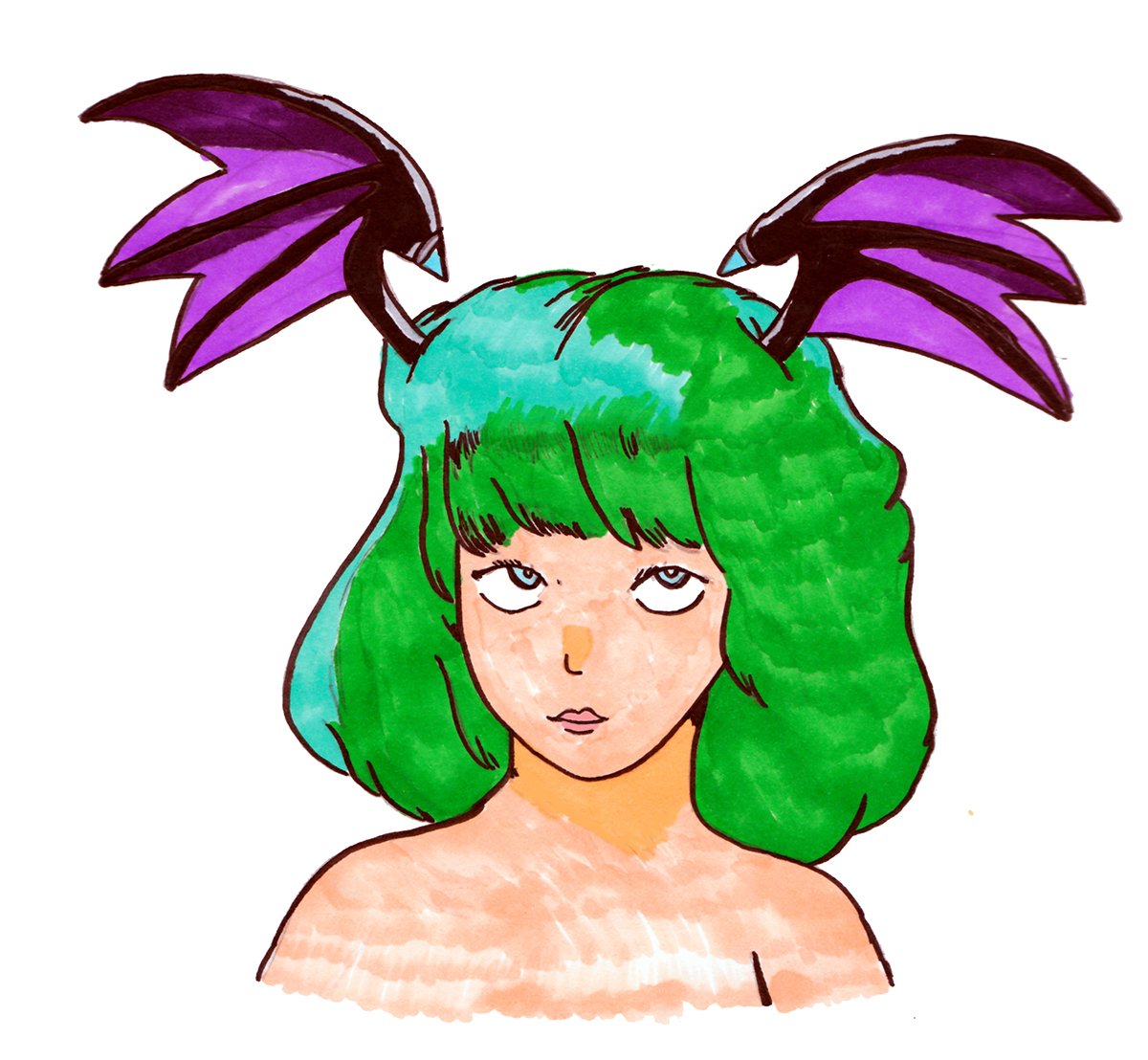 StrngeRoboMemry's tweet photo. Experiments with color markers!~ #cartoons #markers #morrigan #capcom https://t.co/TYZo1pBGBb