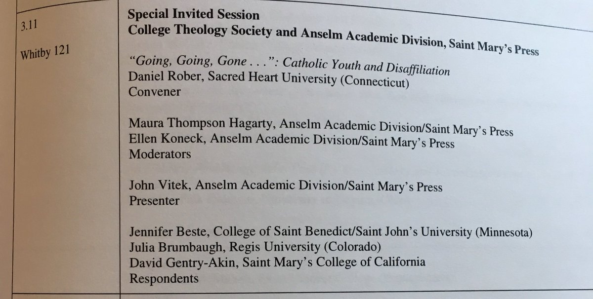 AnselmAcademic's tweet photo. Looking forward to this afternoon’s session at @CTStheology with @SMP_Prez, @ProfDanRober, Fr. David Gentry-Akin, Jennifer Beste, Julia Brumbaugh, and @ellen_koneck! 

We’ll be discussing the @SaintMarysPress study “Going, Going, Gone.” If you’re around, we hope to see you there! https://t.co/dmK80gIOKg