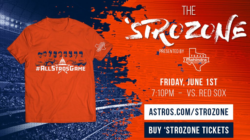 astros's tweet photo. This #AllStrosGame t-shirt is only available in tonight's #StroZone!

Get your tickets at https://t.co/26phKMJolS. https://t.co/e2t26tN16E