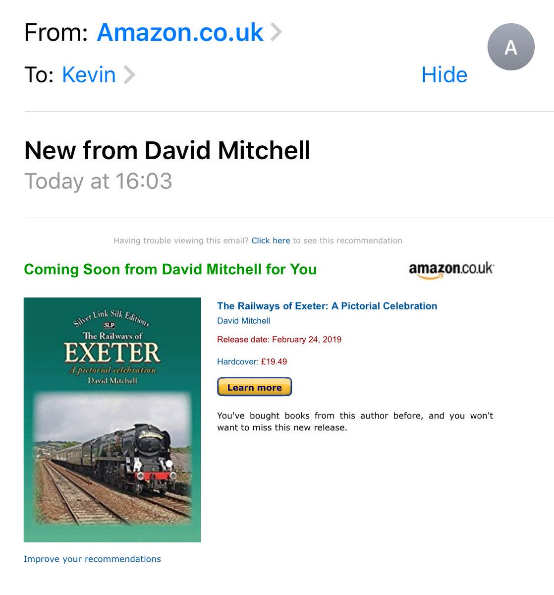 KevinScottHT's tweet image. Amazon, I don’t think it’s the same David Mitchell. #algorithmfail