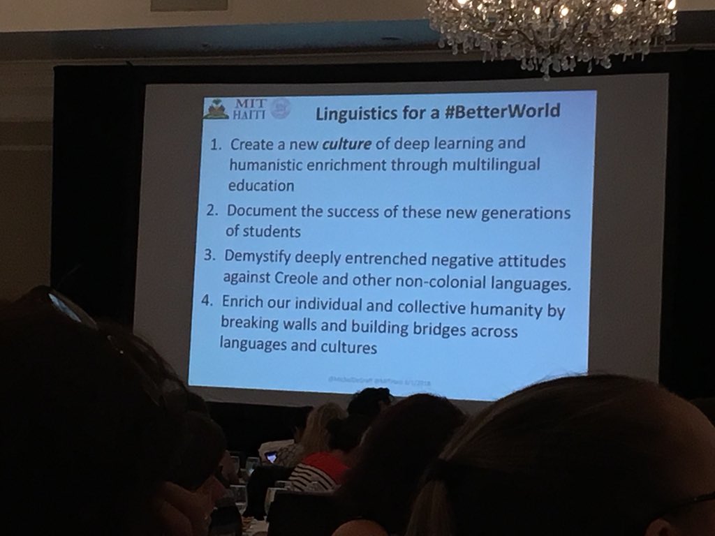 MsWaughsClass's tweet photo. When you build bridges, not walls, you can make the world better for all @MichelDeGraff @MITHaiti  #MATSOL2018 #MATSOL18 https://t.co/fDRP5hppXC