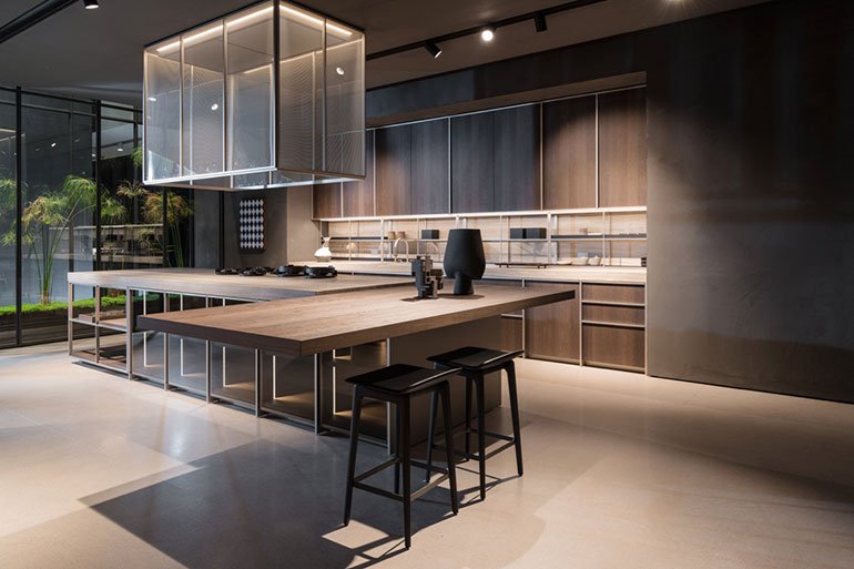 InteriorDesign's tweet photo. The Ratio Kitchen by Vincent Van Duysen for Dada expertly solves a common dining dilemma: https://t.co/oLoA866An4 https://t.co/OjxagD02nA