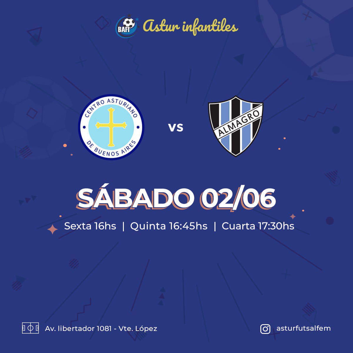 ⚽️❗️BAFI - PROMO

Recibimos a Almagro por la Fecha 11 del torneo con el fin de seguir sumando! 💪

#Vamoslaspeques
#Veniaalentar
#VamosAsturiano
