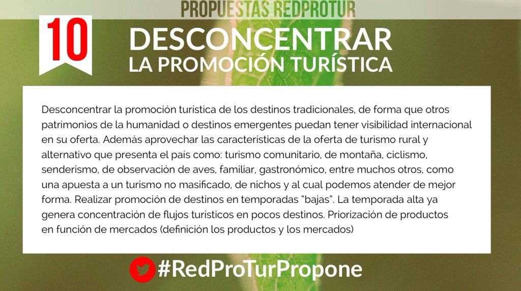 RedProTurEcuado's tweet photo. 📌1️⃣0️⃣ Desconcentrar la promoción turística📌
#RedProTurPropone https://t.co/YXNxLVJ3kn