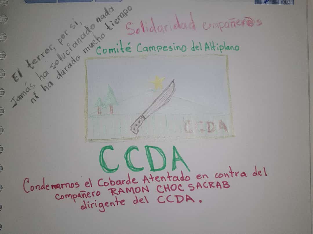 CCDA Guatemala (@ccda_guatemala) on Twitter photo #RepudioTotal al atentado contra Ramón Choc Dirigente Campesino de CCDA en la Comunidad Ixloc San Pedrito. <a href="/CCDA_Guatemala/">CCDA Guatemala</a> #RepudioTotal al atentado contra Ramón Choc Dirigente Campesino de CCDA en la Comunidad Ixloc San Pedrito. <a href="/CCDA_Guatemala/">CCDA Guatemala</a>