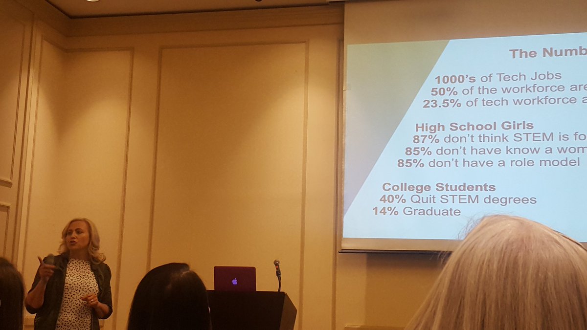 MelisaStark's tweet image. @cydtetro with @WomenTechCncl expanding how when you put 100s of women in front of high school girls, they see what they can become. Successful model to do this #SheTech Women in Tech love to give back! #Pathways18