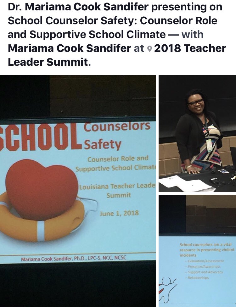 Awesome time presenting @La_Believes #LAteacherleaders 2018 Teacher Leader Summit on School safety and the School counselor’s role #scchat #edchat