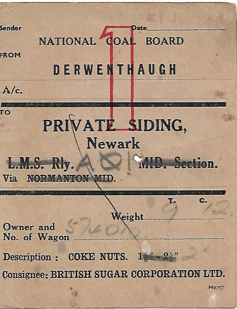 SalopianLyne's tweet photo. #RailwayWagonLabelaDay No.1302 : 1st June 1964 National Coal Board Derwenthaugh Coke Nuts in British Railways 16 Ton Mineral Wagon B574010 to British Sugar Corporation Private Siding at Newark #Coke #Sugar #Railfreight #BritishRail #Newark https://t.co/tokBUa3j7N
