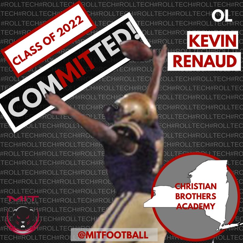 MITFootball's tweet photo. Welcome to the party @krenaud830 from @cbaalbany !  From the Christian Brothers family to ours!  Excited to have you Kevin! 🏈💪#RollTech #MITFootball #BrothersDay #Brotime #Bros https://t.co/ThZsj9uFVd