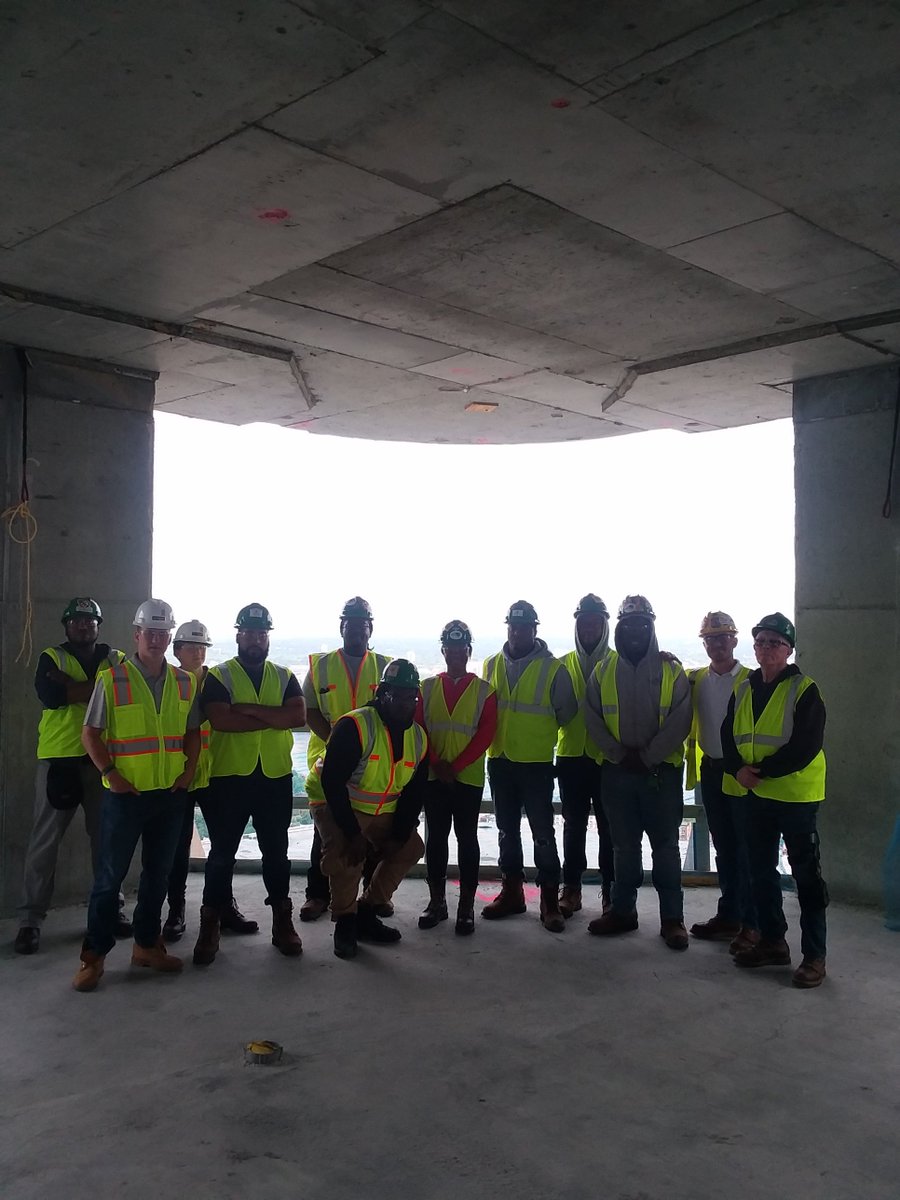 BldgPathways's tweet photo. Thanks to John &amp; Sam @SuffolkBuilds for giving our Cycle 18 class a tour of the newest addition to the #Boston skyline, @FourSeasons 1 Dalton! Our students will soon be able to help build similar projects when they enter the Building Trade Unions! @MetroBTC https://t.co/iD7prmw29j