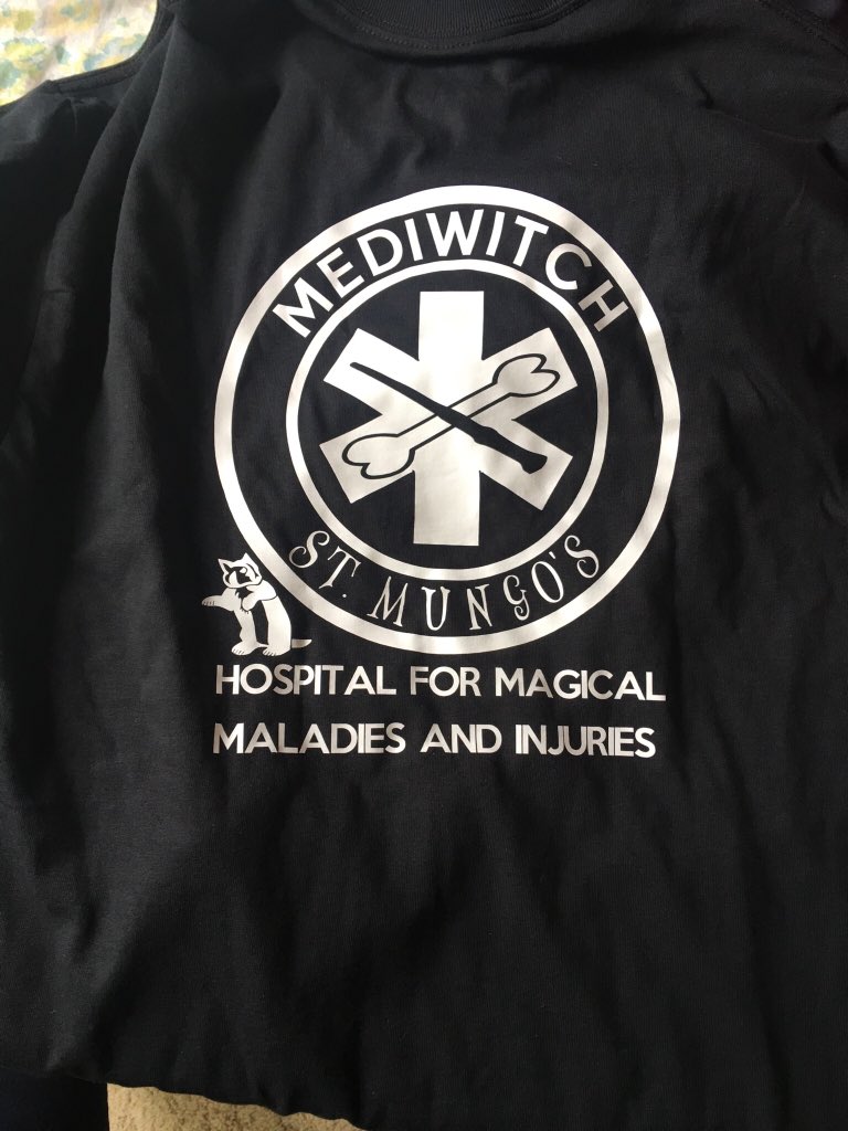daniellejaytee's tweet photo. When your preceptor/mentor gets you on a whole other level and she makes you this shirt as a going away present. #StMungos #ImAHufflepuff https://t.co/CzwOvnB3wS